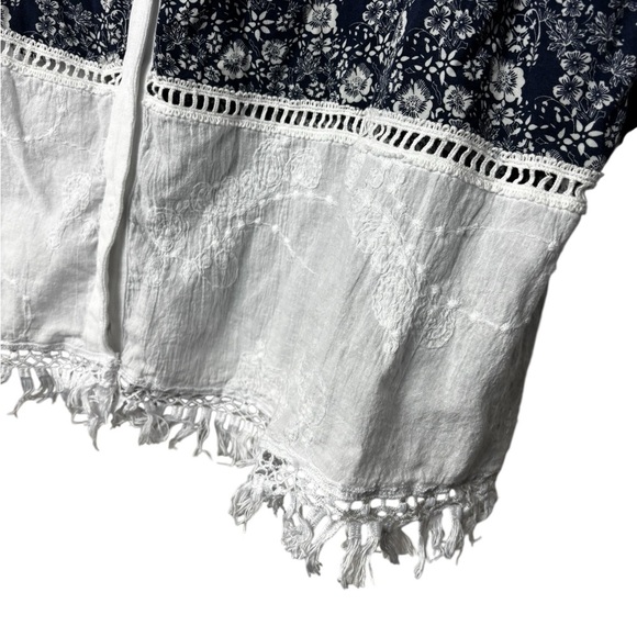 Calessa Plus Size 3X Art to Wear Abstract Mix Material Pieced Knit Tunic Top - Picture 3 of 8